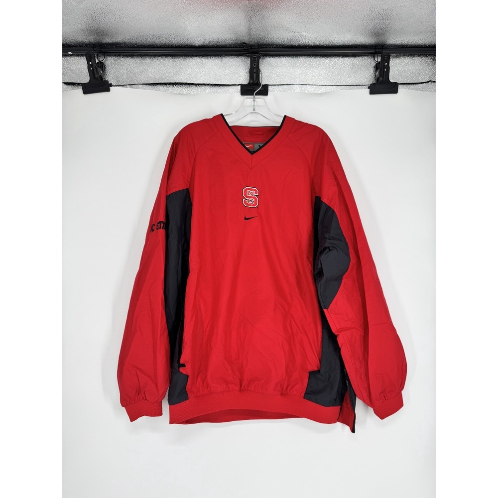 Vintage Nike Center Swoosh NC State Wolfpack Windbreaker Jacket Mens XL V Neck